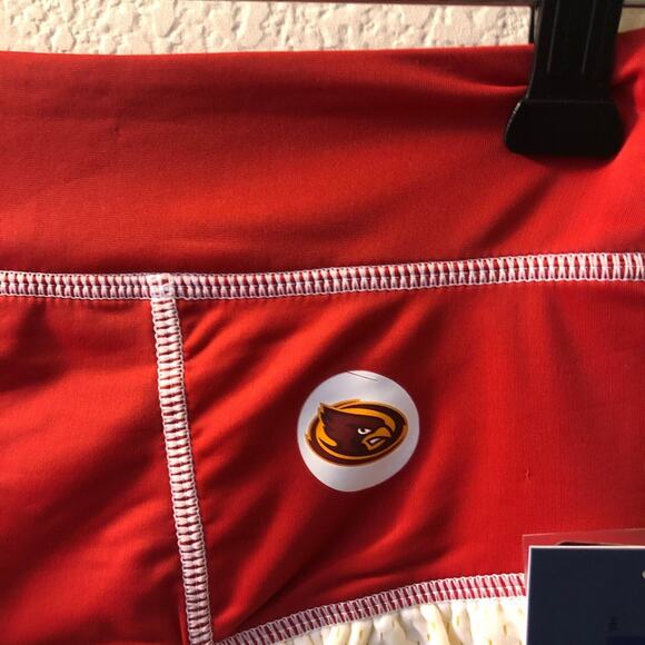 Nuyu Iowa State University logo mesh ruffle skirt skort shorts liner red ivory - Picture 4 of 8